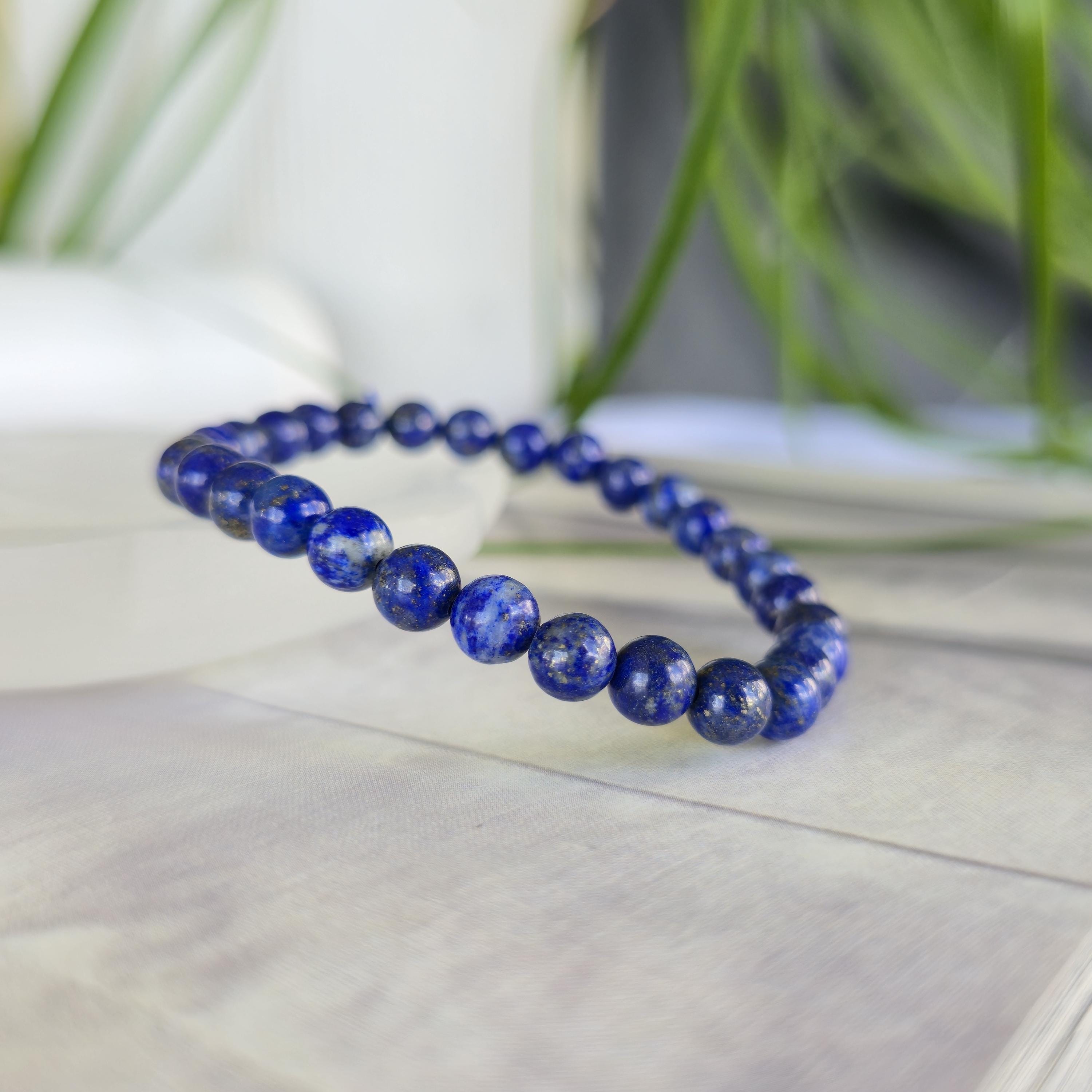Lapis Lazuli Crystal Bracelet, 4mm, 6mm Gemstone Beaded Bracelet