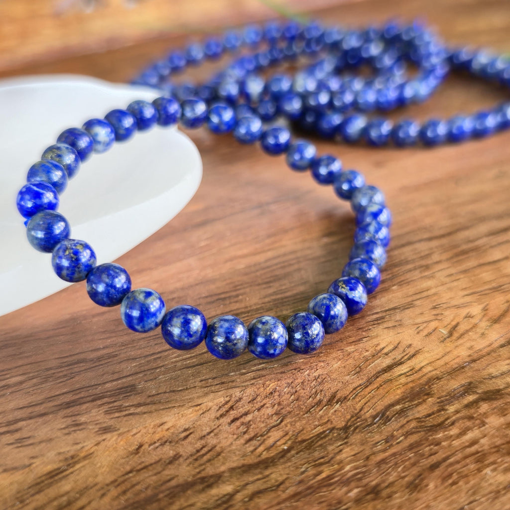 Lapis Lazuli Crystal Bracelet, 4mm, 6mm Gemstone Beaded Bracelet