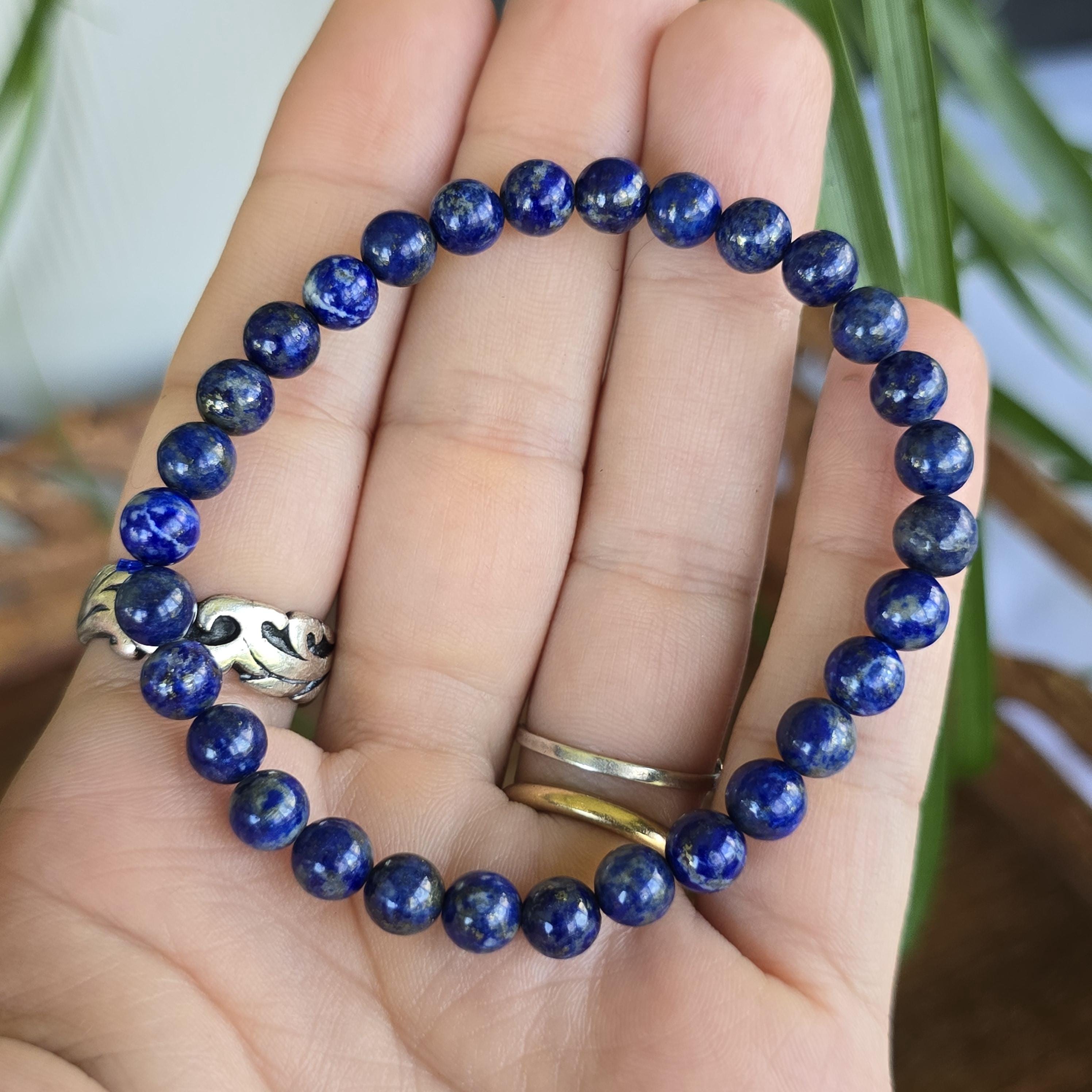 Lapis Lazuli Crystal Bracelet, 4mm, 6mm Gemstone Beaded Bracelet