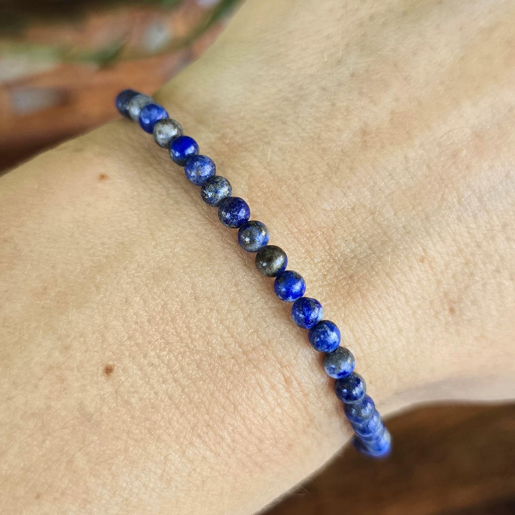 Lapis Lazuli Crystal Bracelet, 4mm, 6mm Gemstone Beaded Bracelet