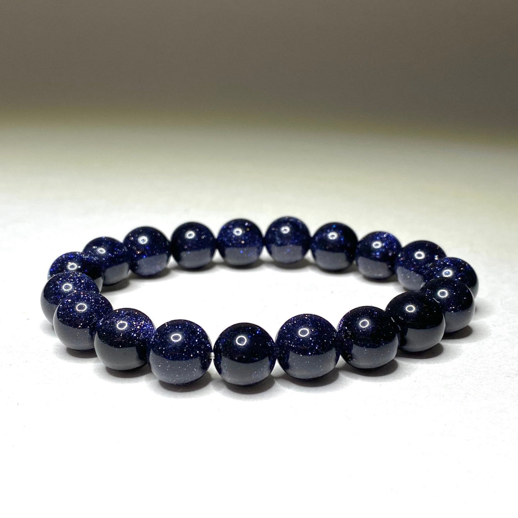 Blue Goldstone Crystal Bracelet: Handmade Gemstone Beaded Bracelet