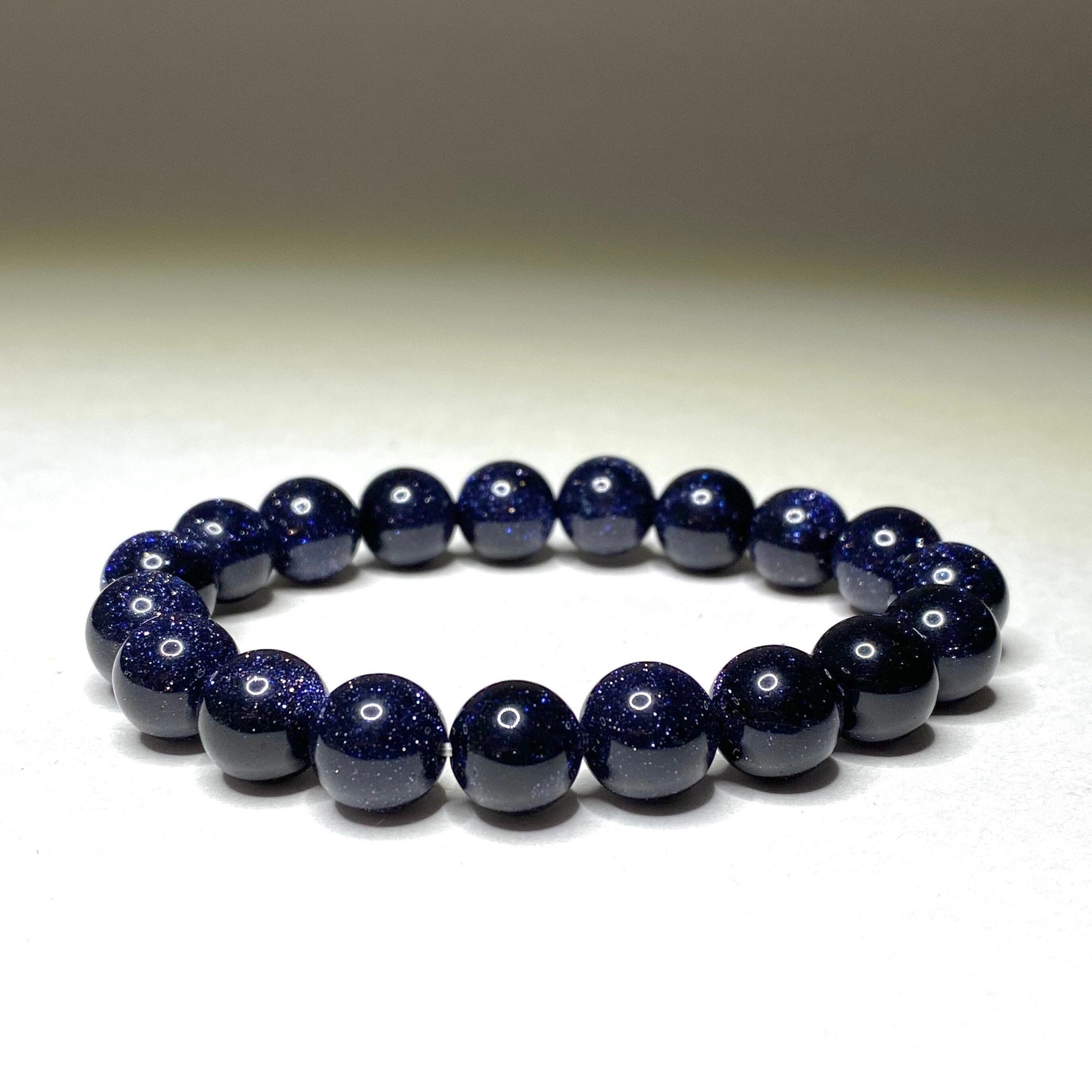 Blue Goldstone Crystal Bracelet: Handmade Gemstone Beaded Bracelet