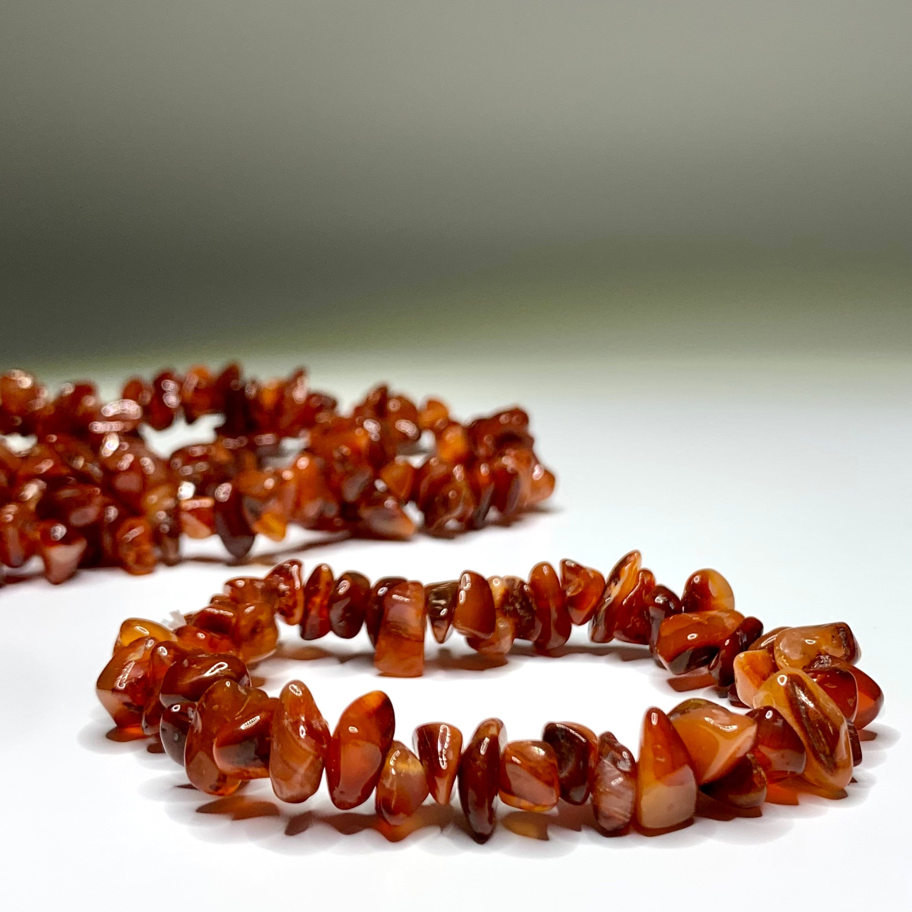 Carnelian Crystal Bracelet: Gemstone Chips Beaded Bracelet