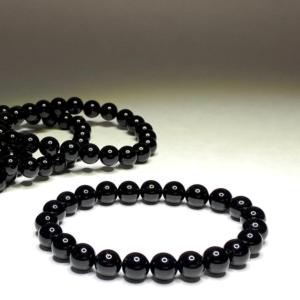 Black Tourmaline Crystal Bracelet - Handmade Gemstone Beaded Bracelet 4mm, 6mm, 8mm