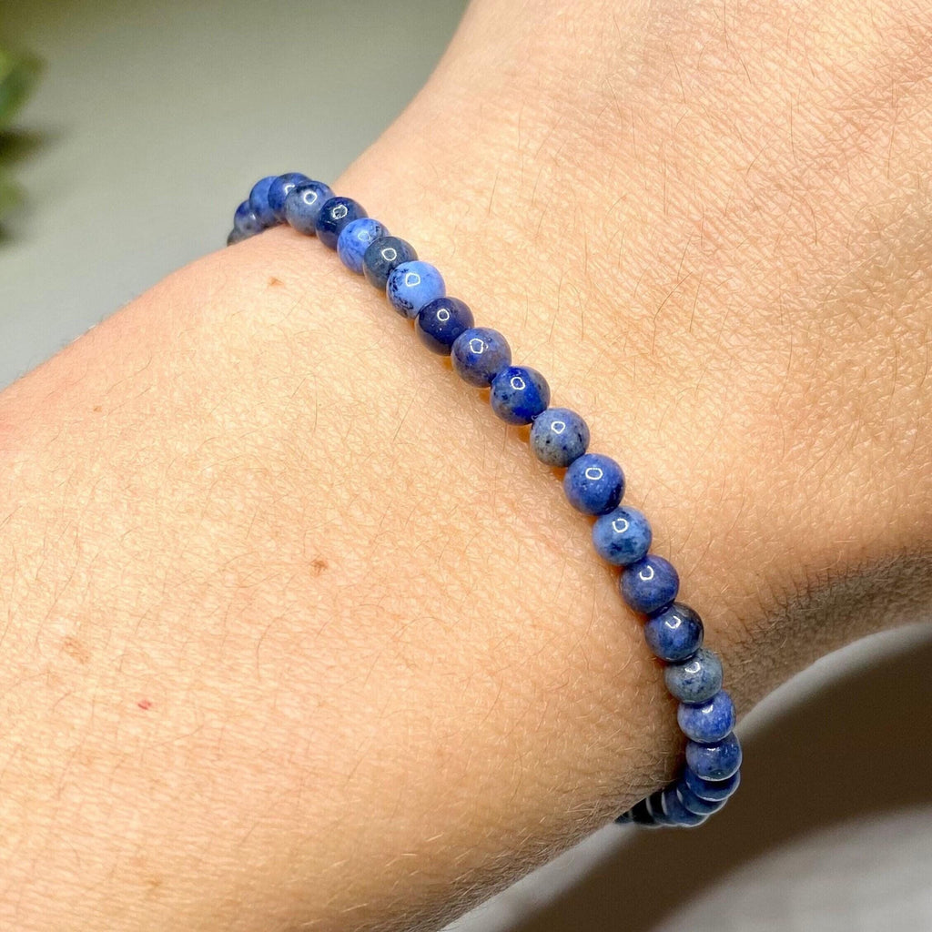 Dumortierite Crystal Bracelet: 4mm Gemstone Beaded Stretch Bracelet