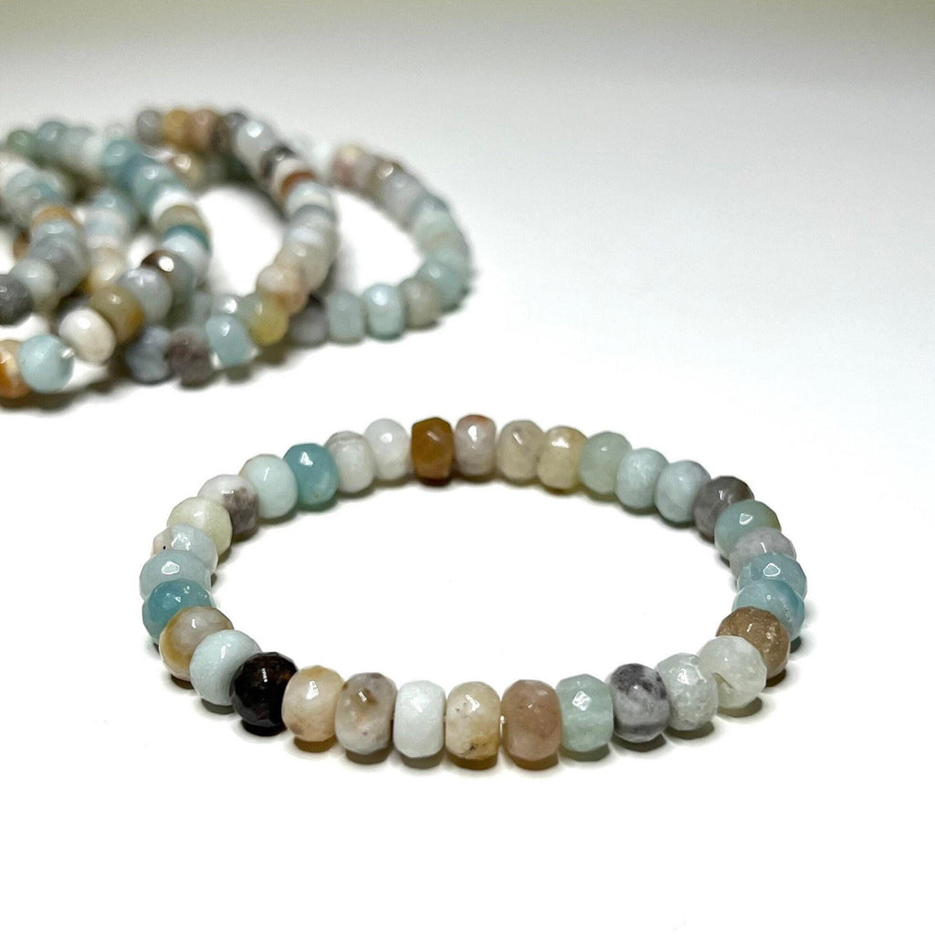 Amazonite Rondelle Bracelet: Gemstone Beaded Stretch Bracelet