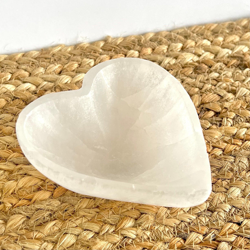Selenite Crystal Charging Station, Heart Shape Offering Bowl