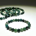 Moss Agate Crystal Bracelet: Gemstone Beaded Stretch Bracelet