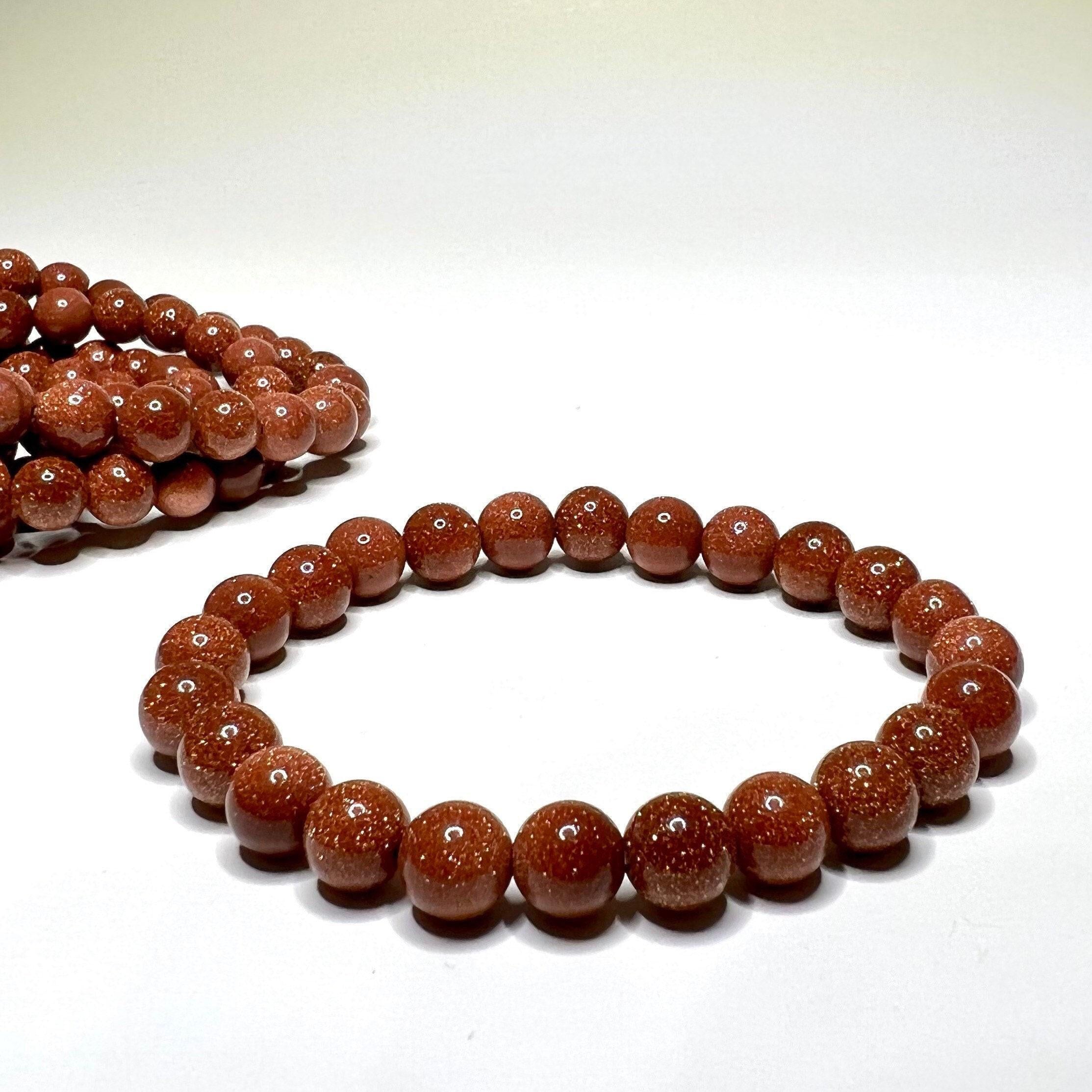 Red Goldstone Crystal Bracelet: Handmade Gemstone Beaded Bracelet