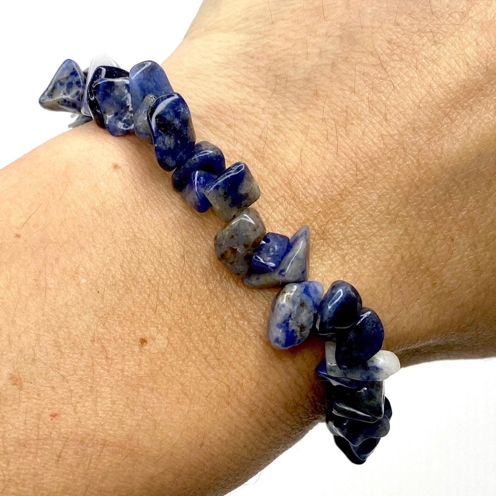 Sodalite Crystal Chips Bracelet: Handmade Gemstone Beaded Bracelet