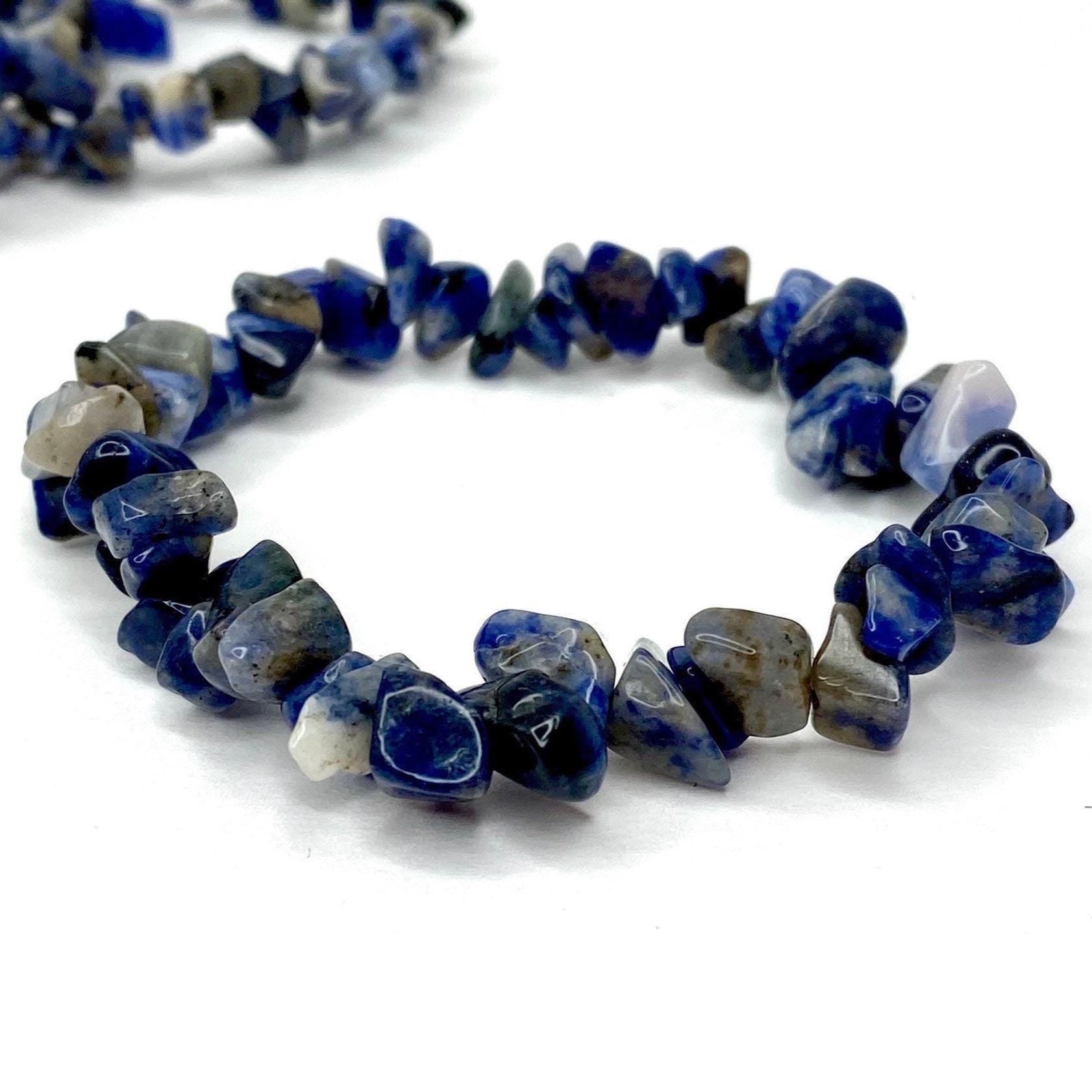 Sodalite Crystal Chips Bracelet: Handmade Gemstone Beaded Bracelet