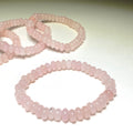 Rose Quartz Rondelle Bracelet: 6mm Gemstone Crystal Beaded Stretch Bracelet
