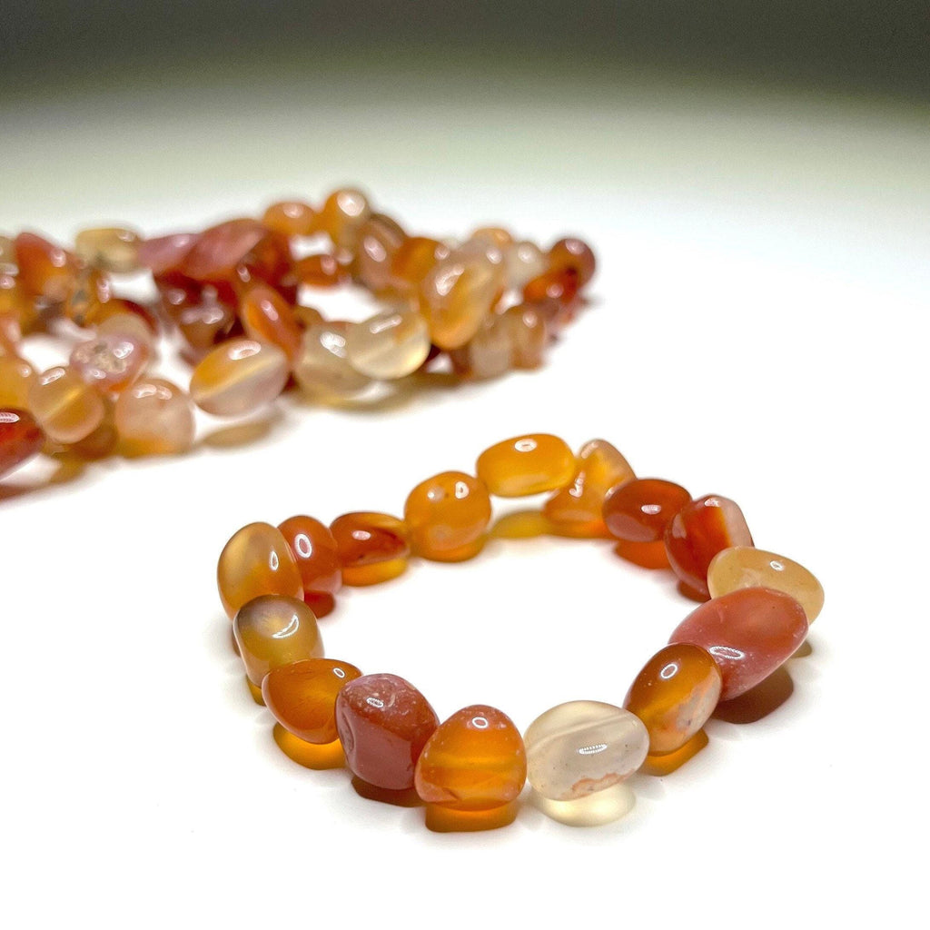 Carnelian Beaded Bracelet - Handmade Tumbled Crystal Bracelet