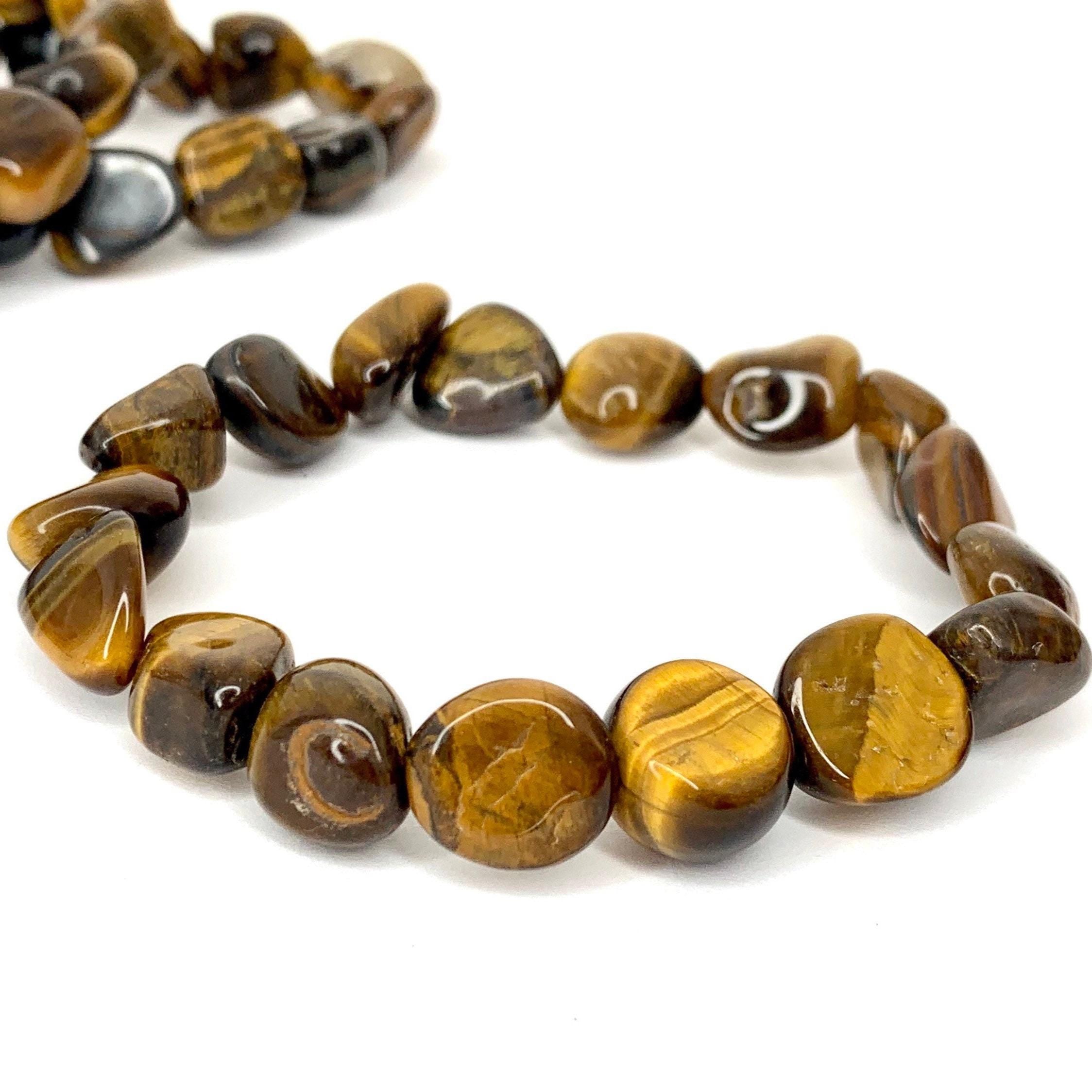 Tiger Eye Crystal Bracelet: Tumbled Gemstone Beads, Strength & Courage