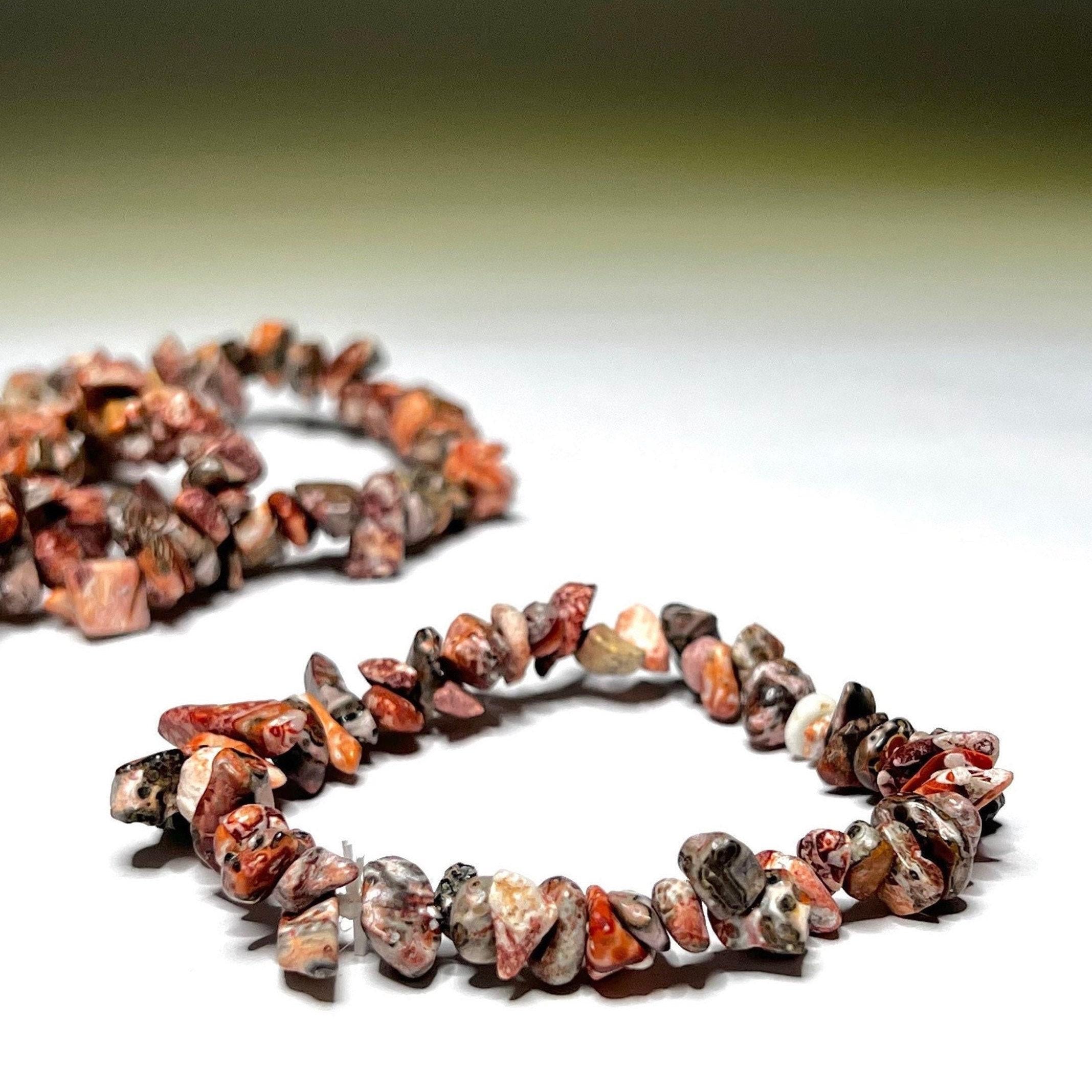 Leopardskin Jasper Crystal Chip Bracelet: Gemstone Beaded Jewelry
