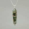 Green Apatite in Orgonite Wire Wrapped Pendant Necklace