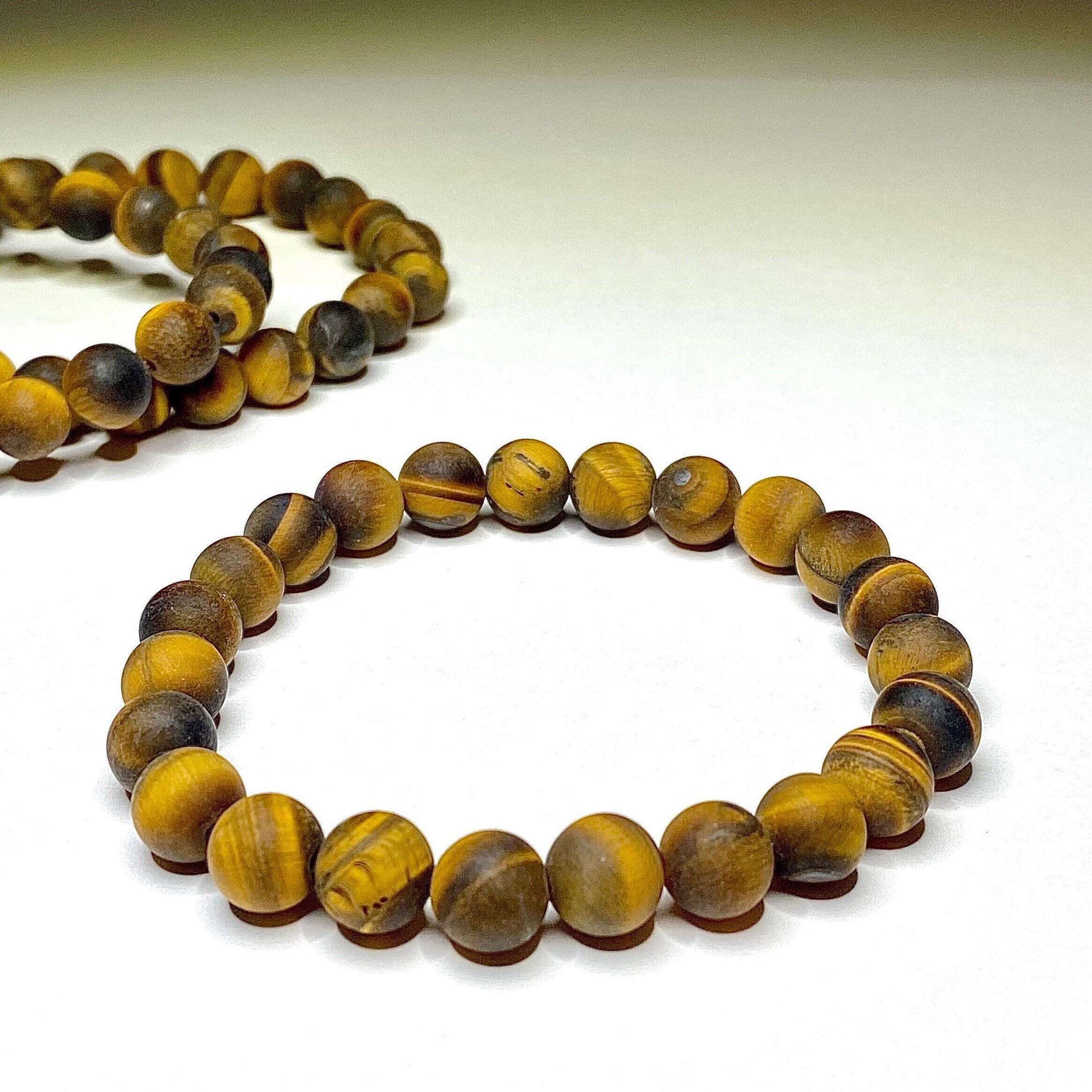 Matte Tiger Eye Crystal Bracelet: Gemstone Beaded Bracelet