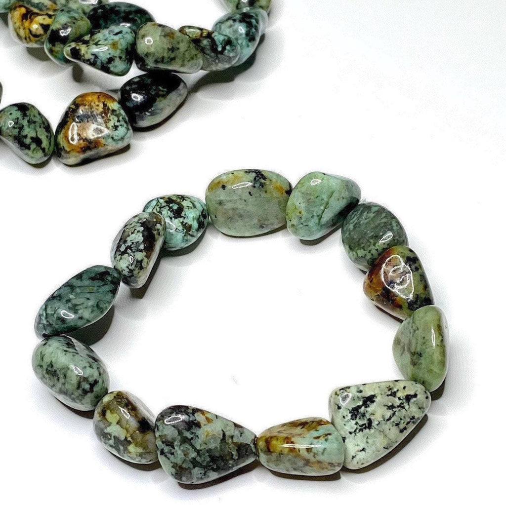 African Turquoise Crystal Bracelet, 8mm Gemstone Beaded Bracelet