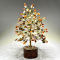 Mixed Gemstone Crystal Tree with Natural Wood Base