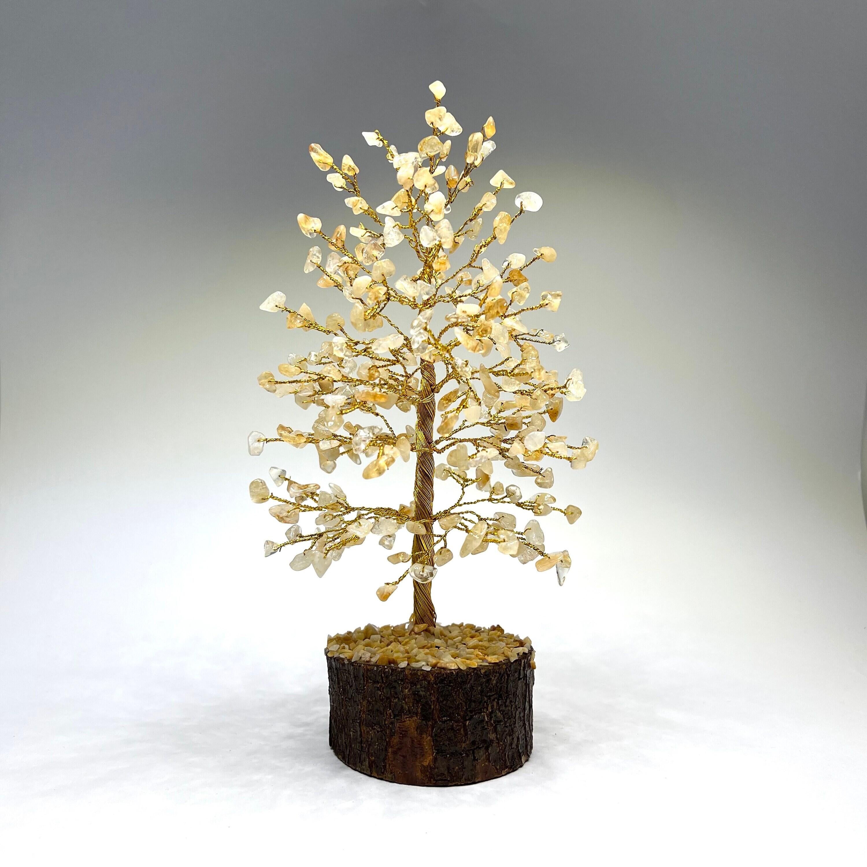 Citrine Crystal Tree: Gemstone Chips on Natural Wood Base