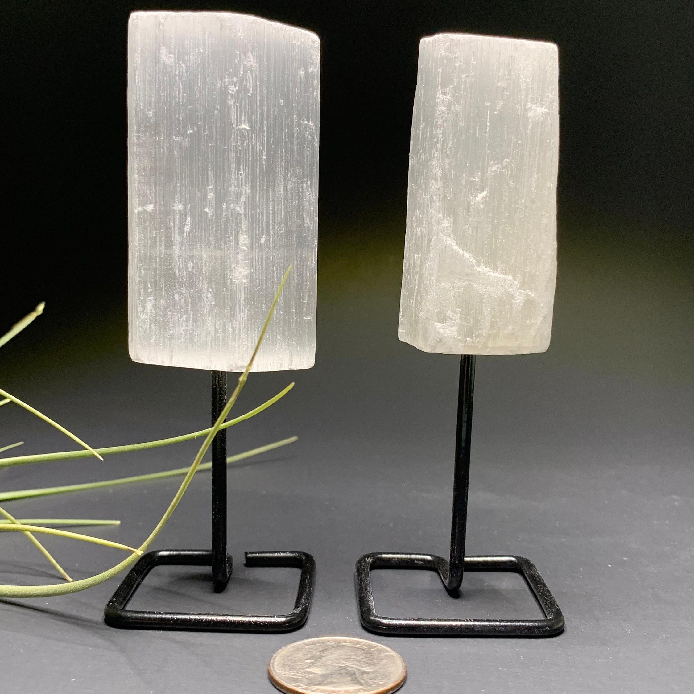 Selenite Crystal Log on Stand