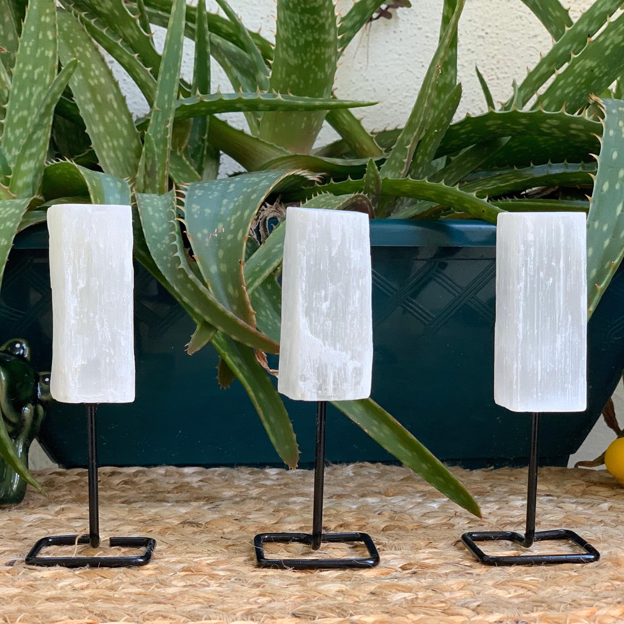 Selenite Crystal Log on Stand
