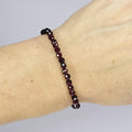 Garnet Crystal Beaded Bracelet: 4mm Faceted Beads