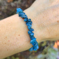 Blue Apatite Beaded Bracelet, Gemstone Crystal Chips Stretch Bracelet