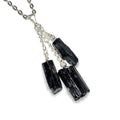 Black Tourmaline Triple Drop Pendant with Chain