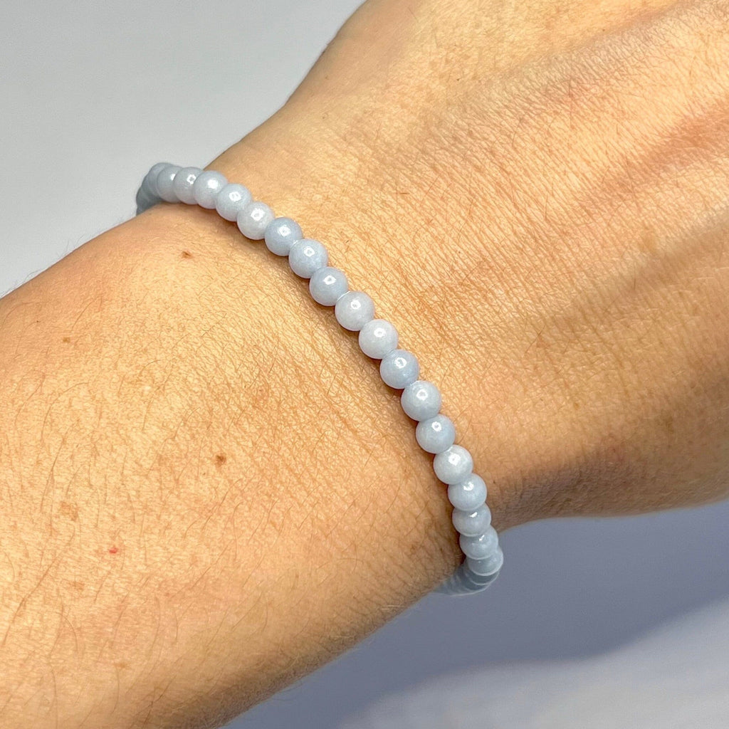 Angelite Crystal Bracelet, 4mm Gemstone Beaded Bracelet