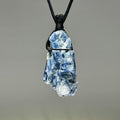 Blue Kyanite Crystal Pendant Necklace: Handmade Gemstone Cord Necklace