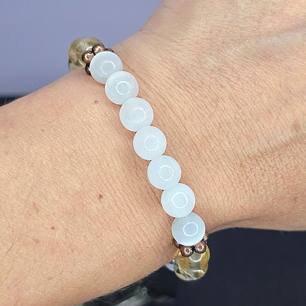 Selenite Citrine and Quartz Crystal Bracelet
