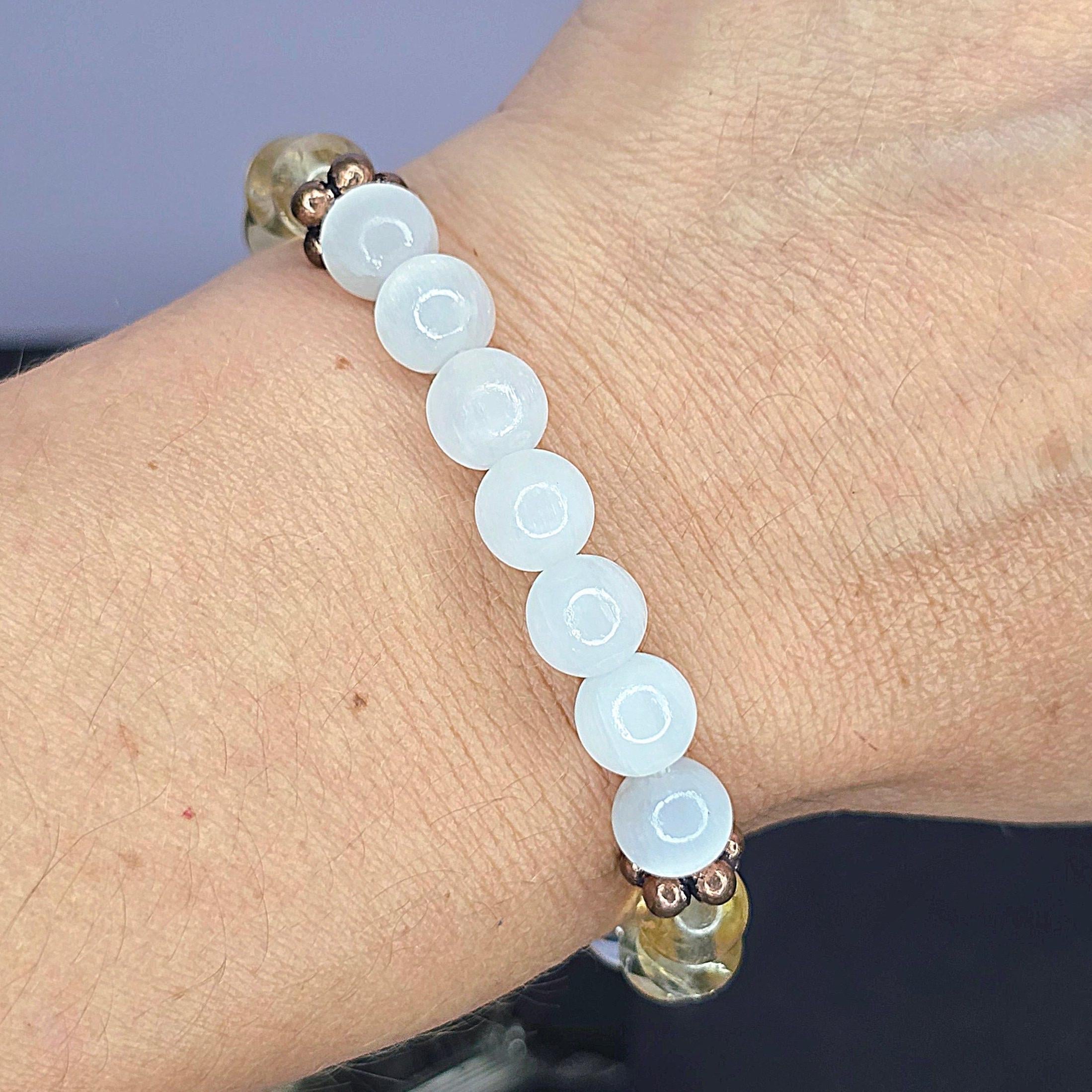 Selenite Citrine and Quartz Crystal Bracelet