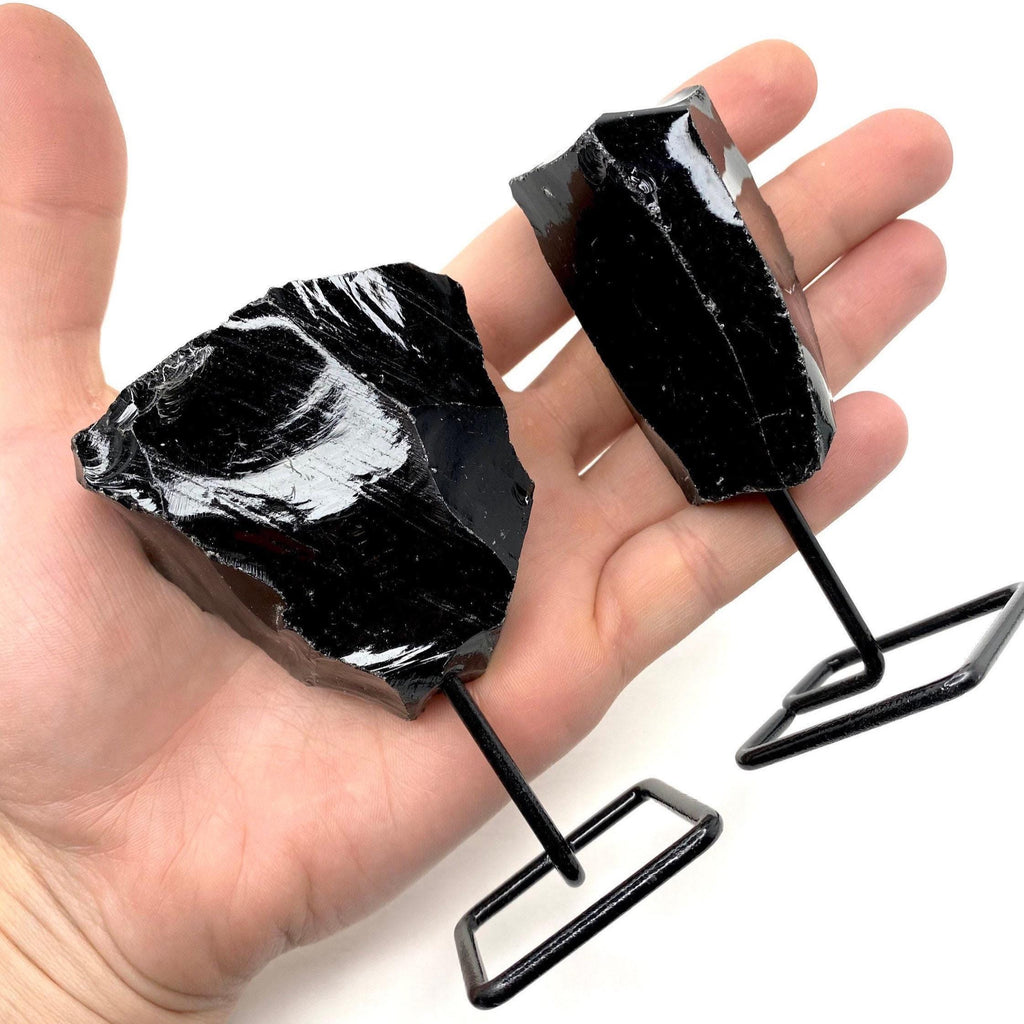Black Obsidian on Metal Base