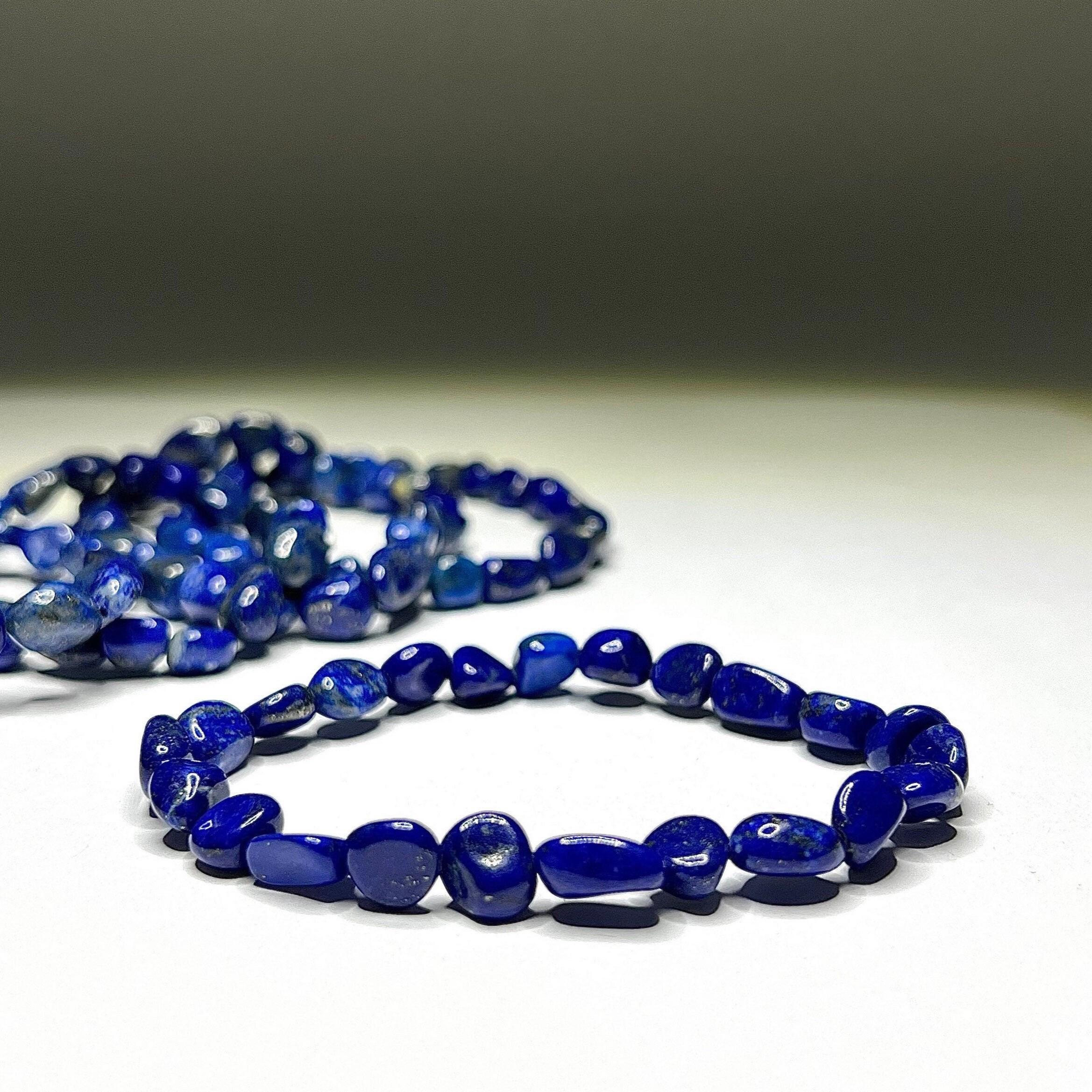 Lapis Lazuli Crystal Bracelet: Handmade Tumbled Gemstone Bracelet