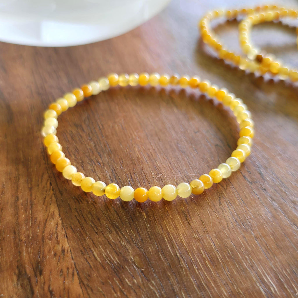 Yellow Aventurine Crystal Bracelet, 4mm Gemstone Beaded Bracelet