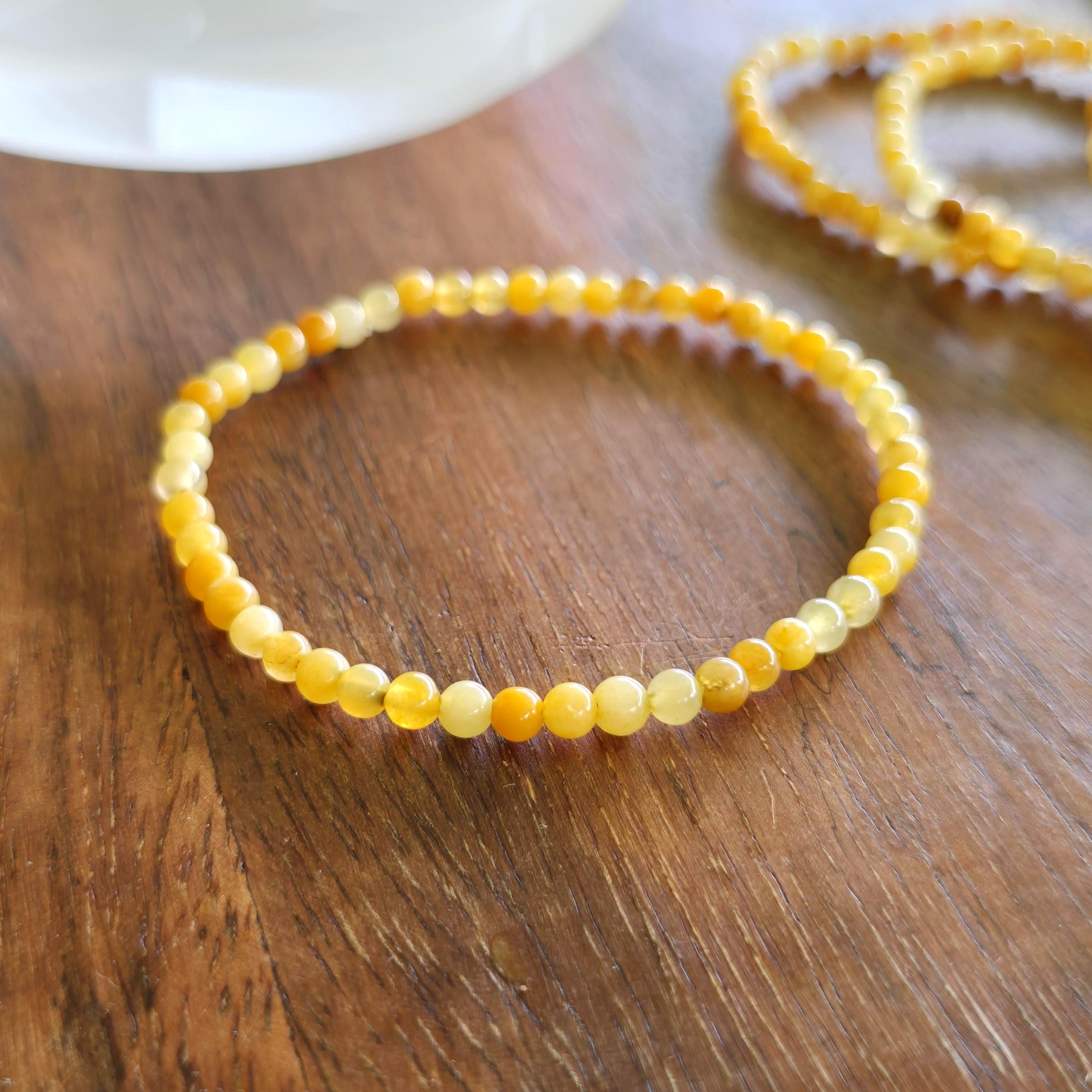 Yellow Aventurine Crystal Bracelet, 4mm Gemstone Beaded Bracelet