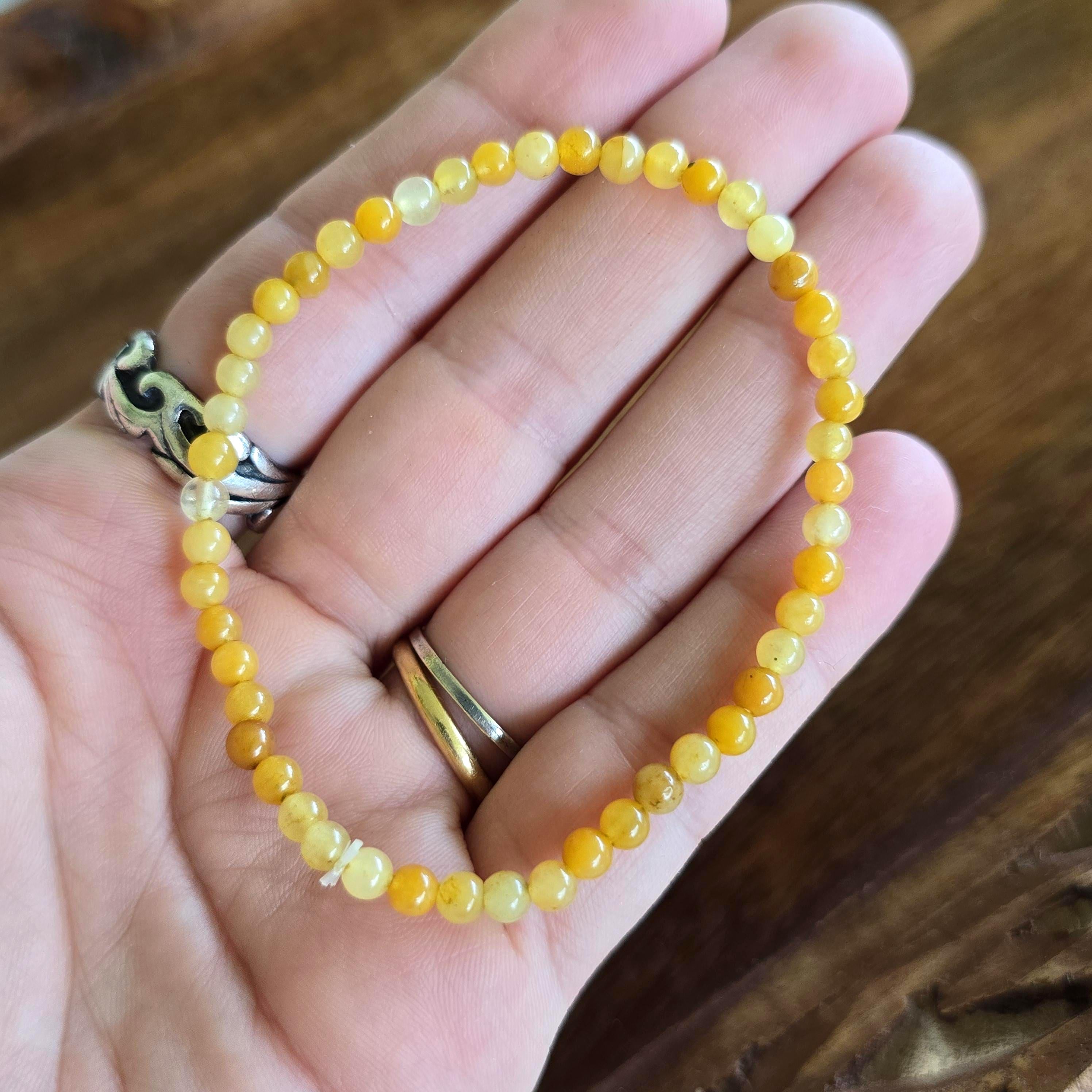 Yellow Aventurine Crystal Bracelet, 4mm Gemstone Beaded Bracelet
