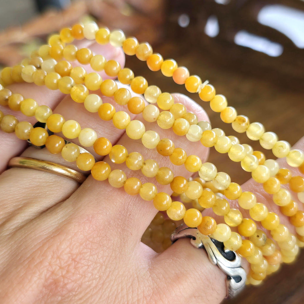Yellow Aventurine Crystal Bracelet, 4mm Gemstone Beaded Bracelet