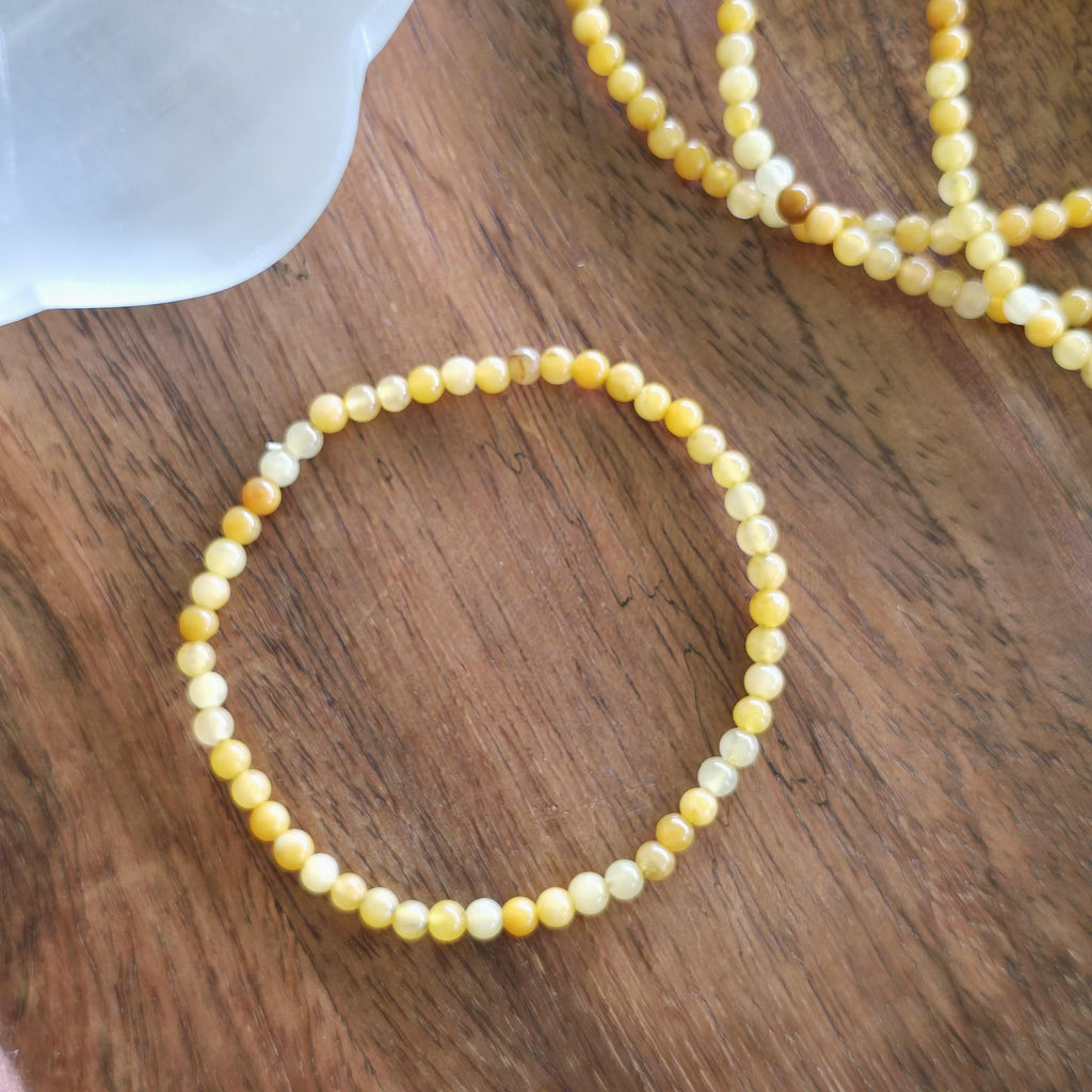 Yellow Aventurine Crystal Bracelet, 4mm Gemstone Beaded Bracelet