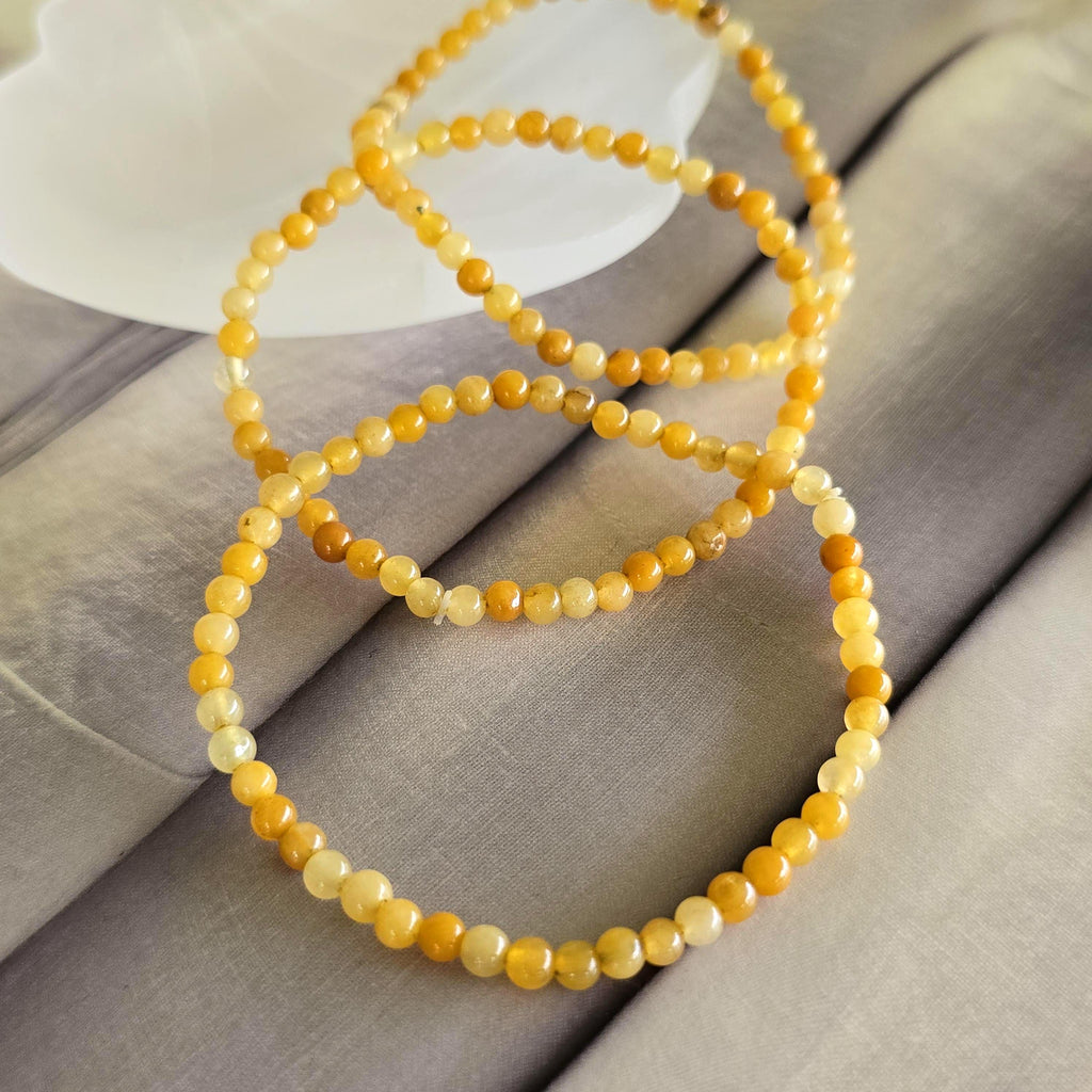 Yellow Aventurine Crystal Bracelet, 4mm Gemstone Beaded Bracelet