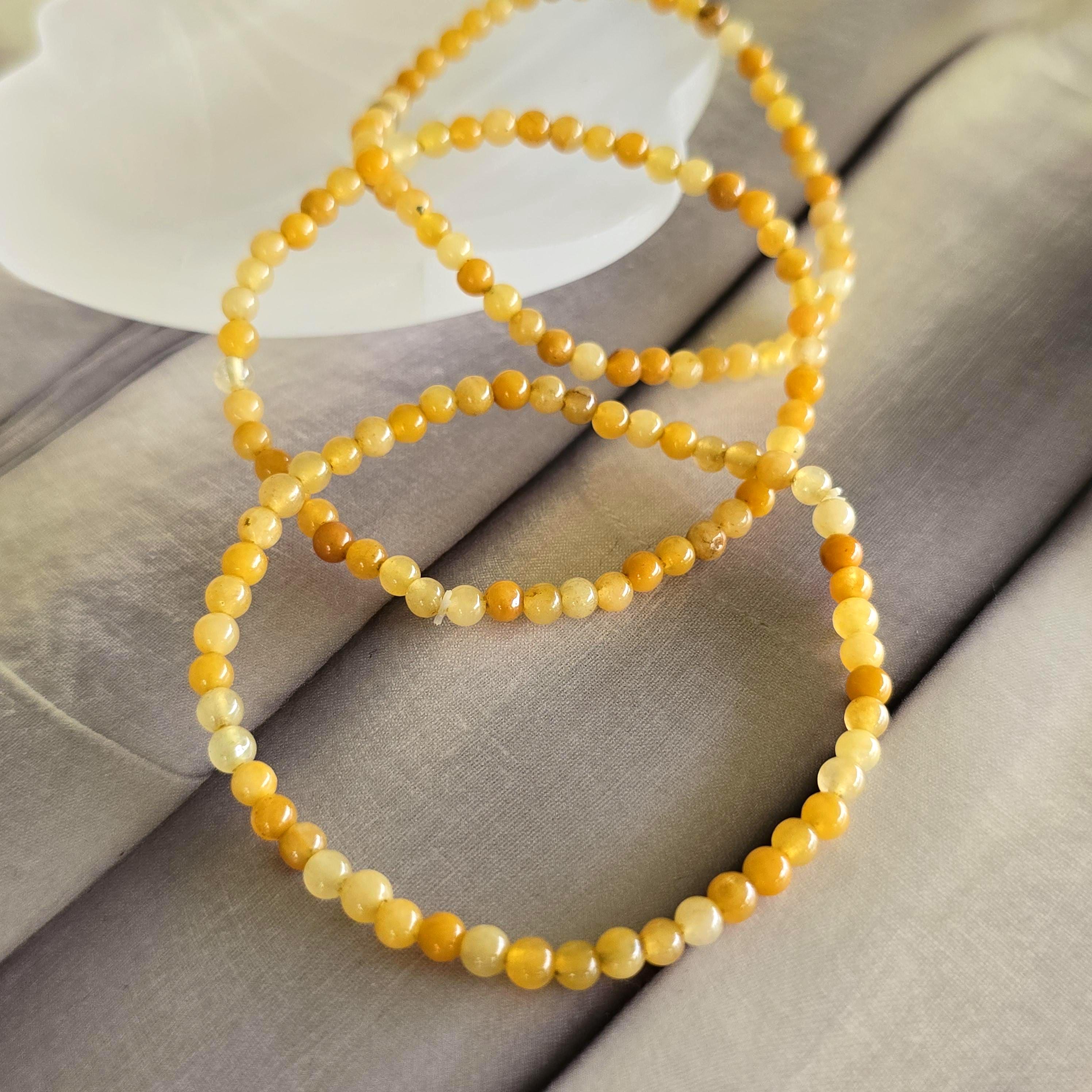 Yellow Aventurine Crystal Bracelet, 4mm Gemstone Beaded Bracelet