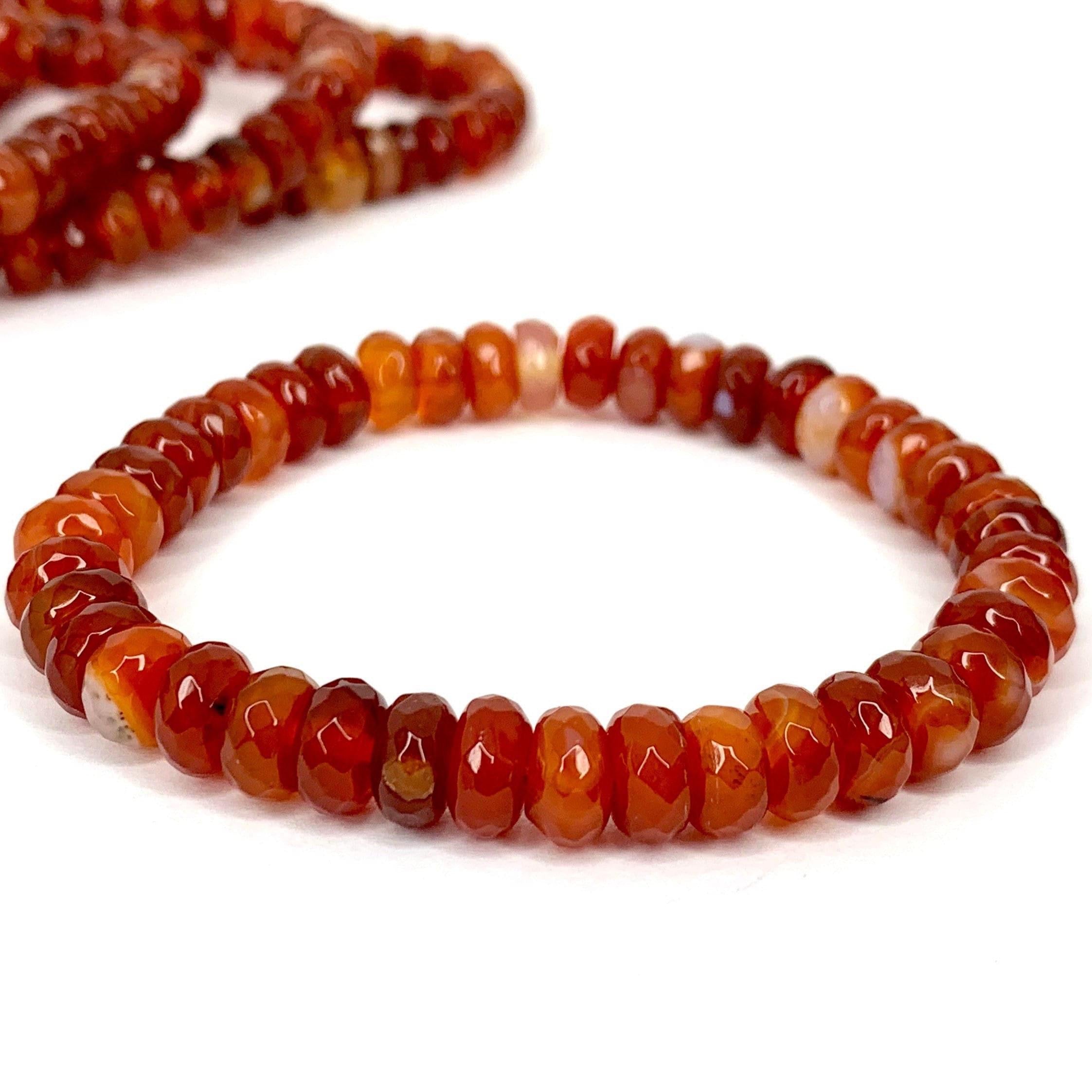 Carnelian Crystal Bracelet: Faceted Rondelle Beads