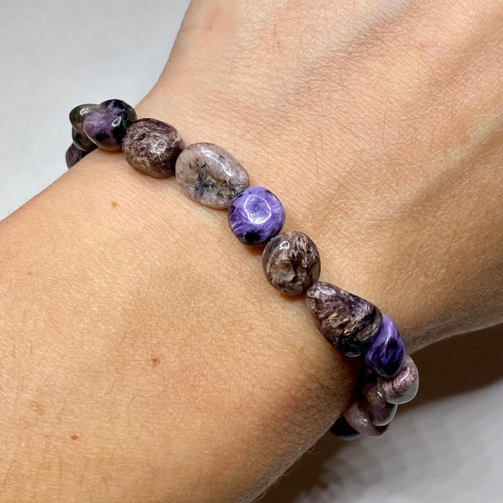 Charoite Crystal Bracelet, 6mm Gemstone Beaded Bracelet