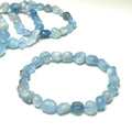 Aquamarine Crystal Bracelet, Tumbled Gemstone Beaded Bracelet