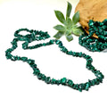 Malachite Long Crystal Necklace, 36" Green Gemstone Chips Necklace