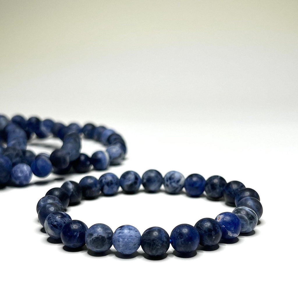 Sodalite Matte Bead Crystal Bracelet, 8mm Gemstone Beaded Bracelet