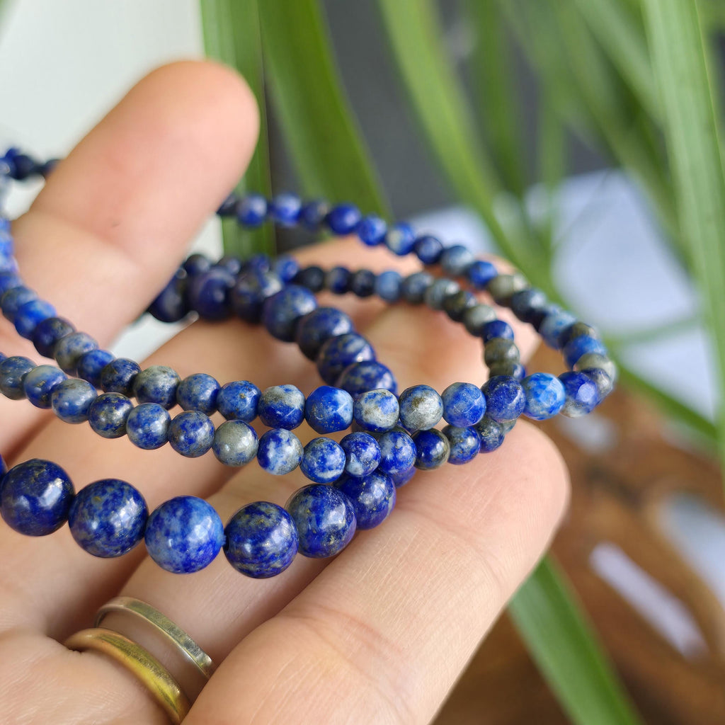 Lapis Lazuli Crystal Bracelet, 4mm, 6mm Gemstone Beaded Bracelet