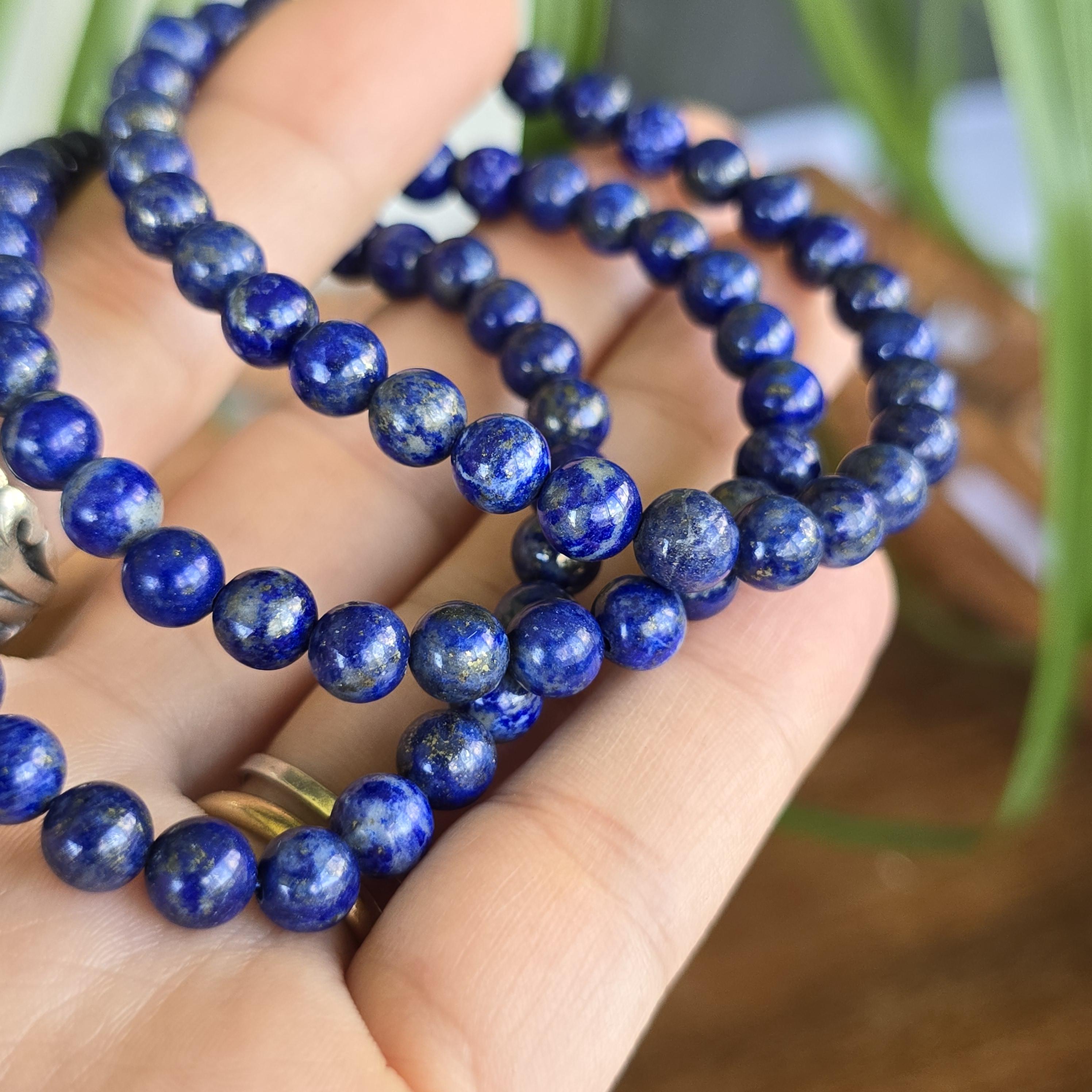 Lapis Lazuli Crystal Bracelet, 4mm, 6mm Gemstone Beaded Bracelet