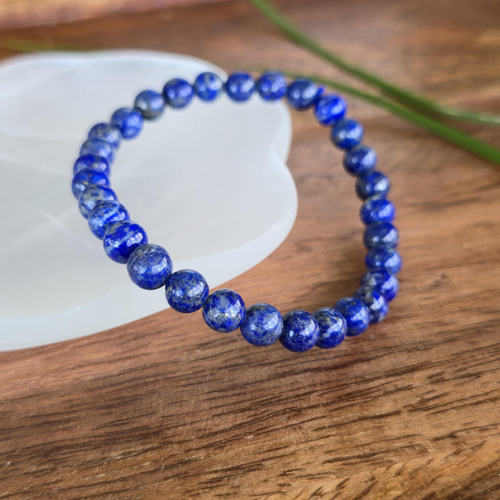 Lapis Lazuli Crystal Bracelet, 4mm, 6mm Gemstone Beaded Bracelet